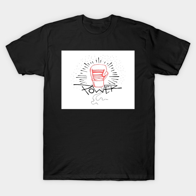 Power word and boxing glove illustration T-Shirt by bernardojbp